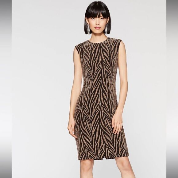 NWT Vince Camuto Tiger Sparkle Midi Dress Sz. 4 - Picture 1 of 5